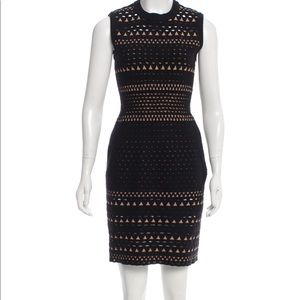 Vintage Alaia Black Tan Wool Dress 40